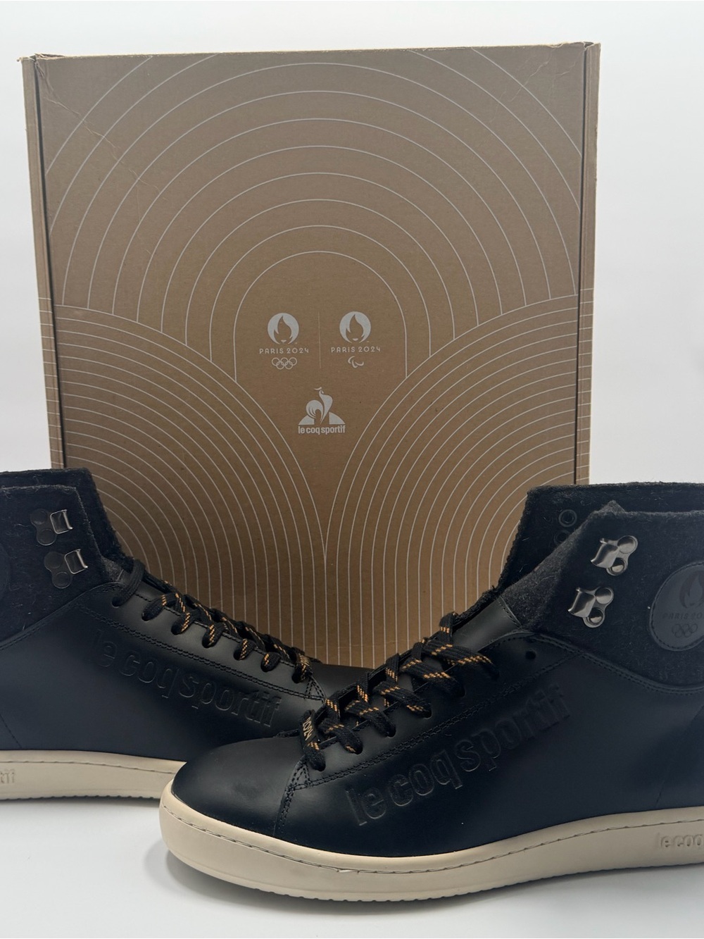 2024 Paris Olympics Le Coq Sportif Men's Black High-Top Sneakers